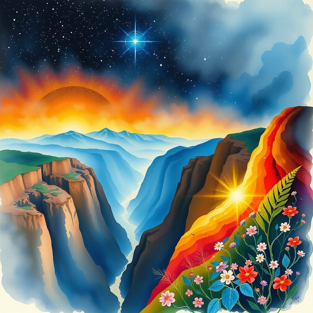 Abstract Love: Dawn Light Meets Starry Night