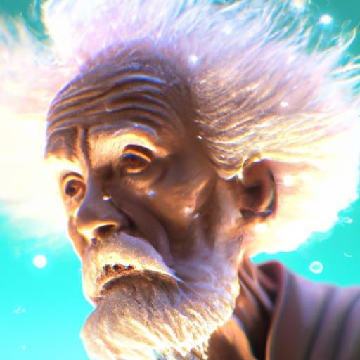 Celestial Alien Einstein in Comic Book Art Style