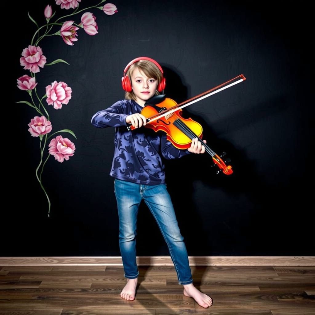 Elegant Violinist in a Grand Concert Hall