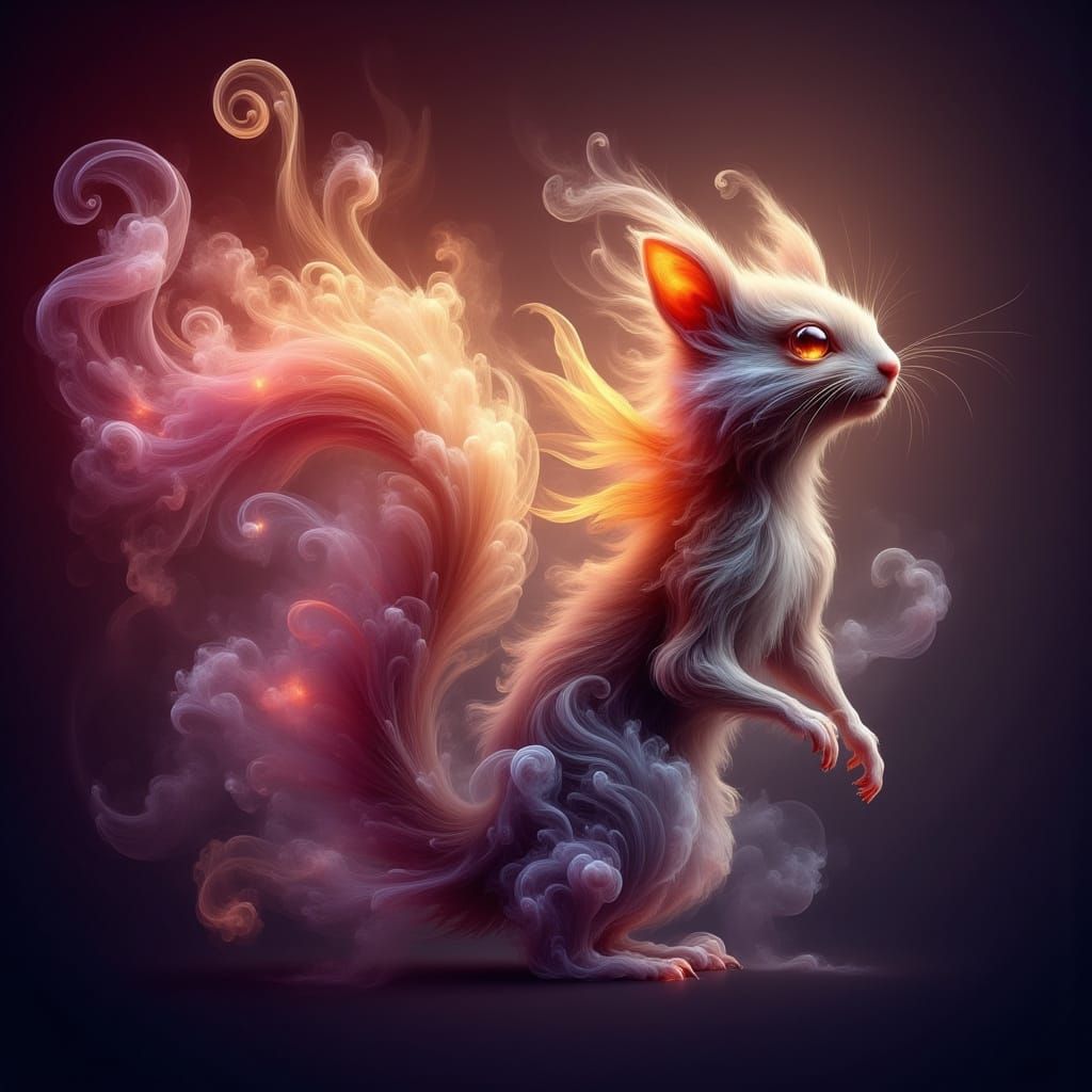 Celestial Squirrel Drifting Through Nebula in Ethereal Style