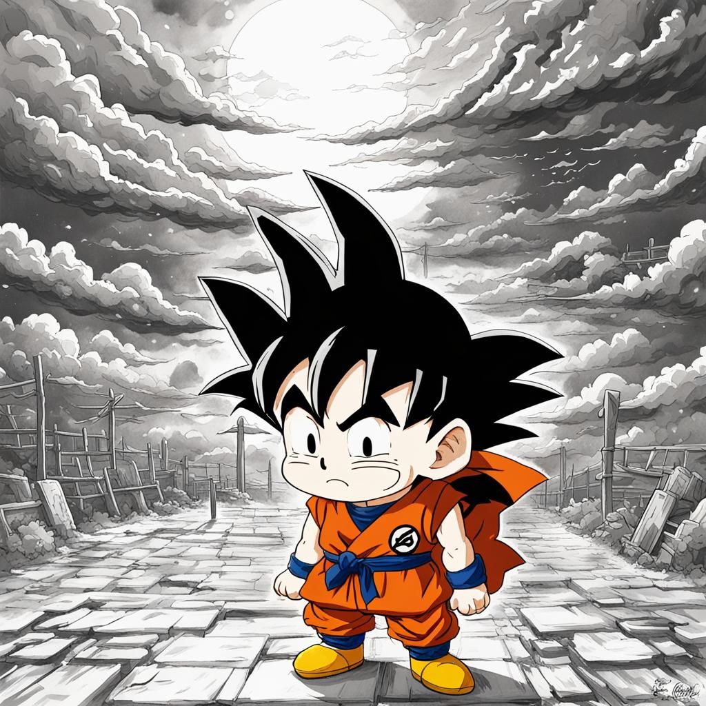 Kid Goku sad because of the death of Akira Toriyama
