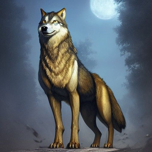 Majestic Egyptian Wolf God in Royal Regalia