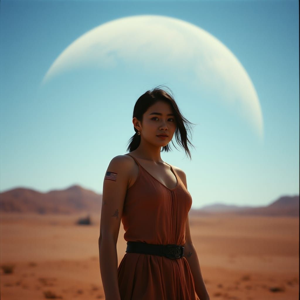 Cinematic Film Still: Extraterrestrial Homesick on Earth