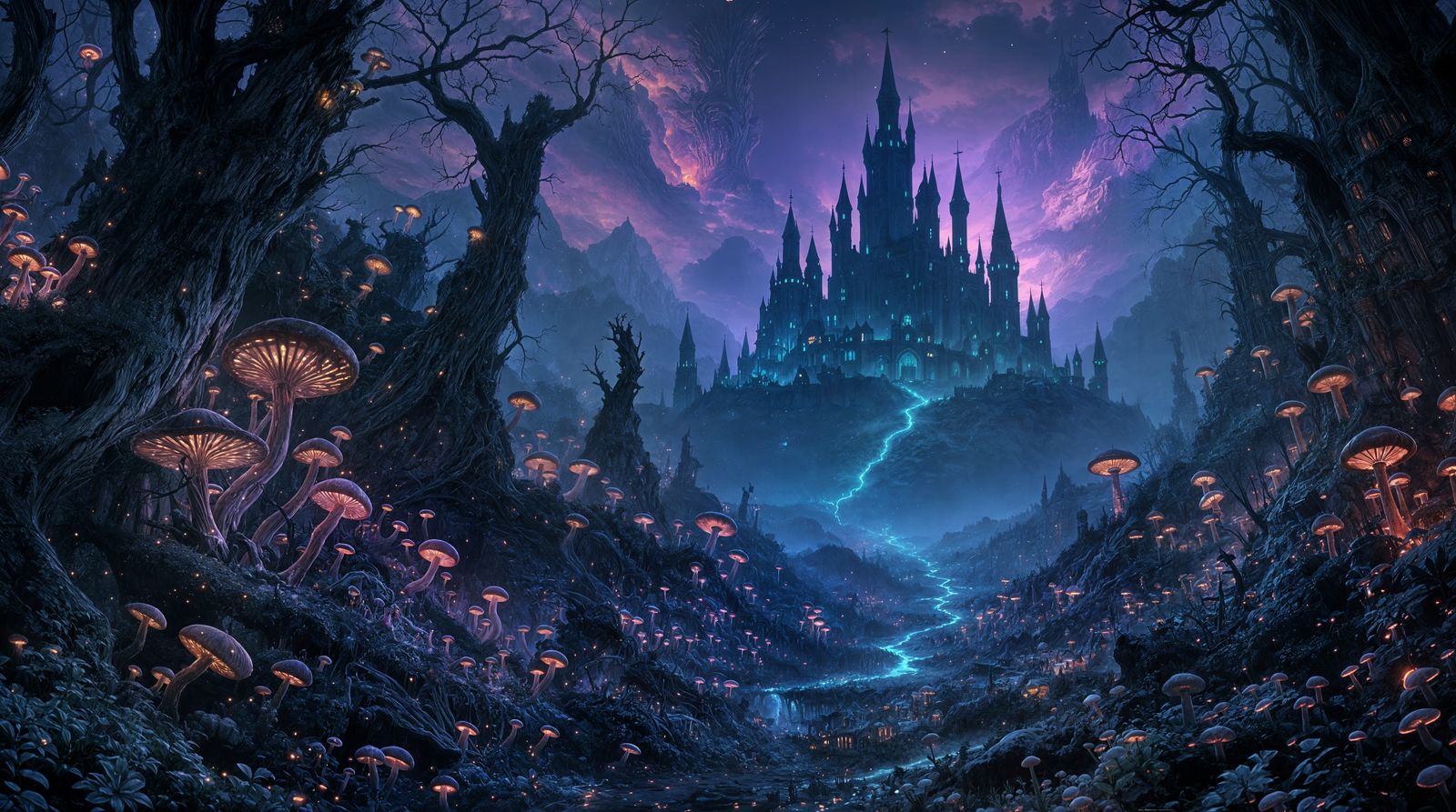 Dreamy Metroidvania Landscape in Fairy Tale Post-Apocalyptic...