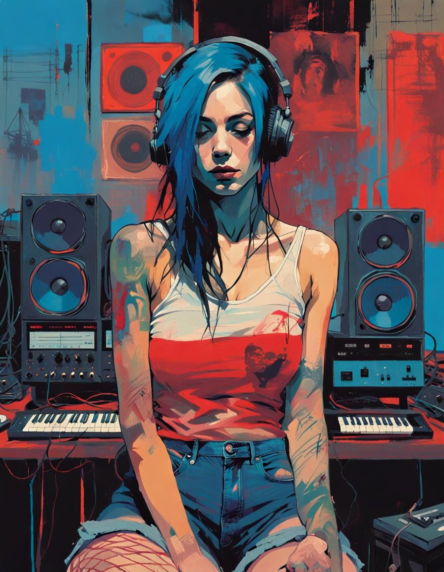 Moody Portrait in Mixed-Media Collage Style