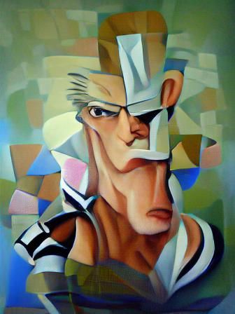 Polnareff Oil Painting in Abstract Cubist Style