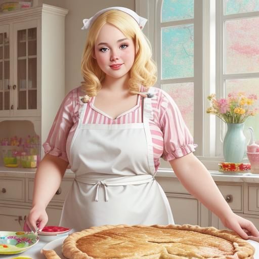 Whimsical Baker and Apple Pie in Candy Art Style