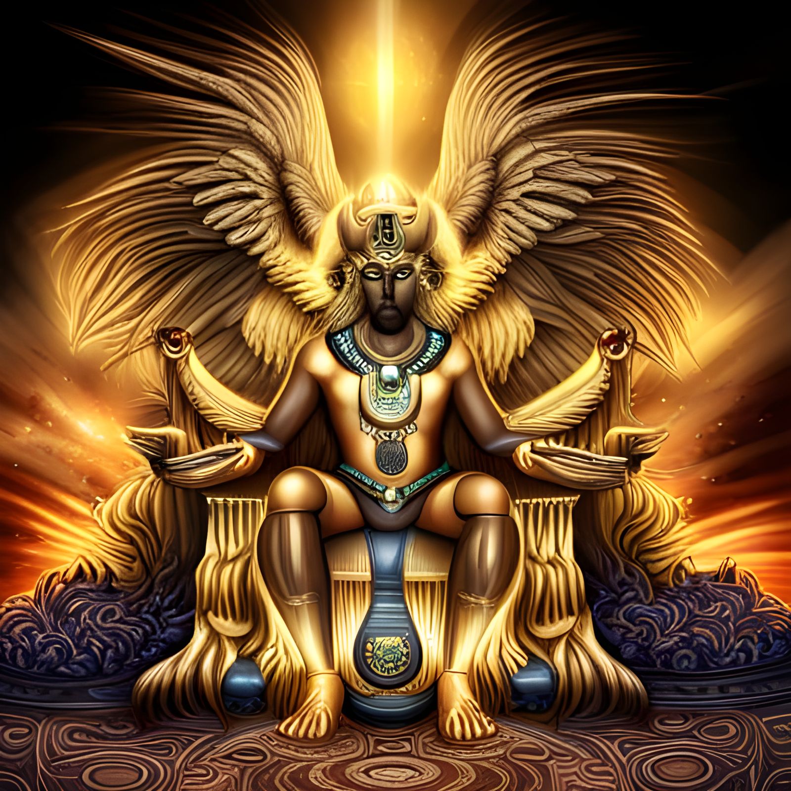 Epic God Ra on Throne with Diamonds