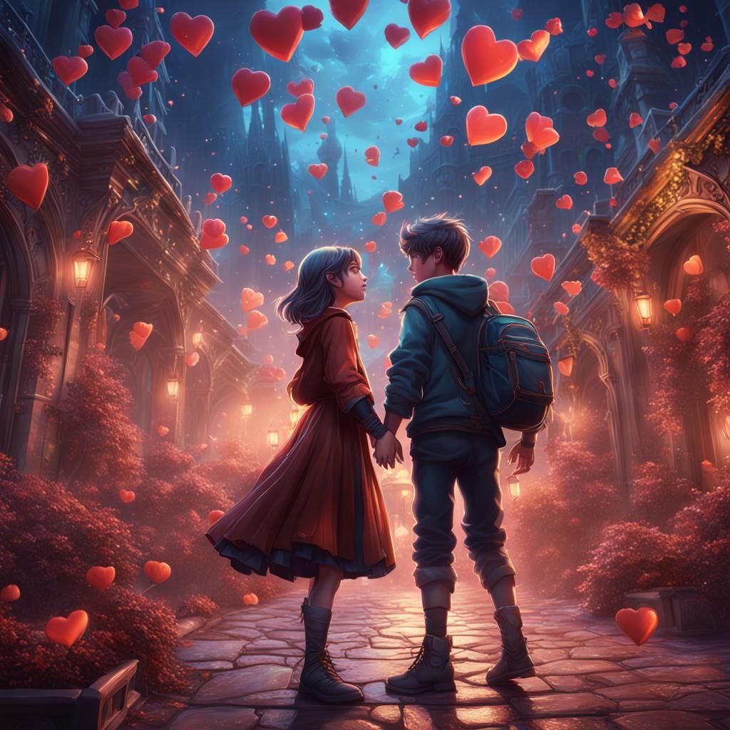 Boy Falling in Love: Detailed Matte Painting