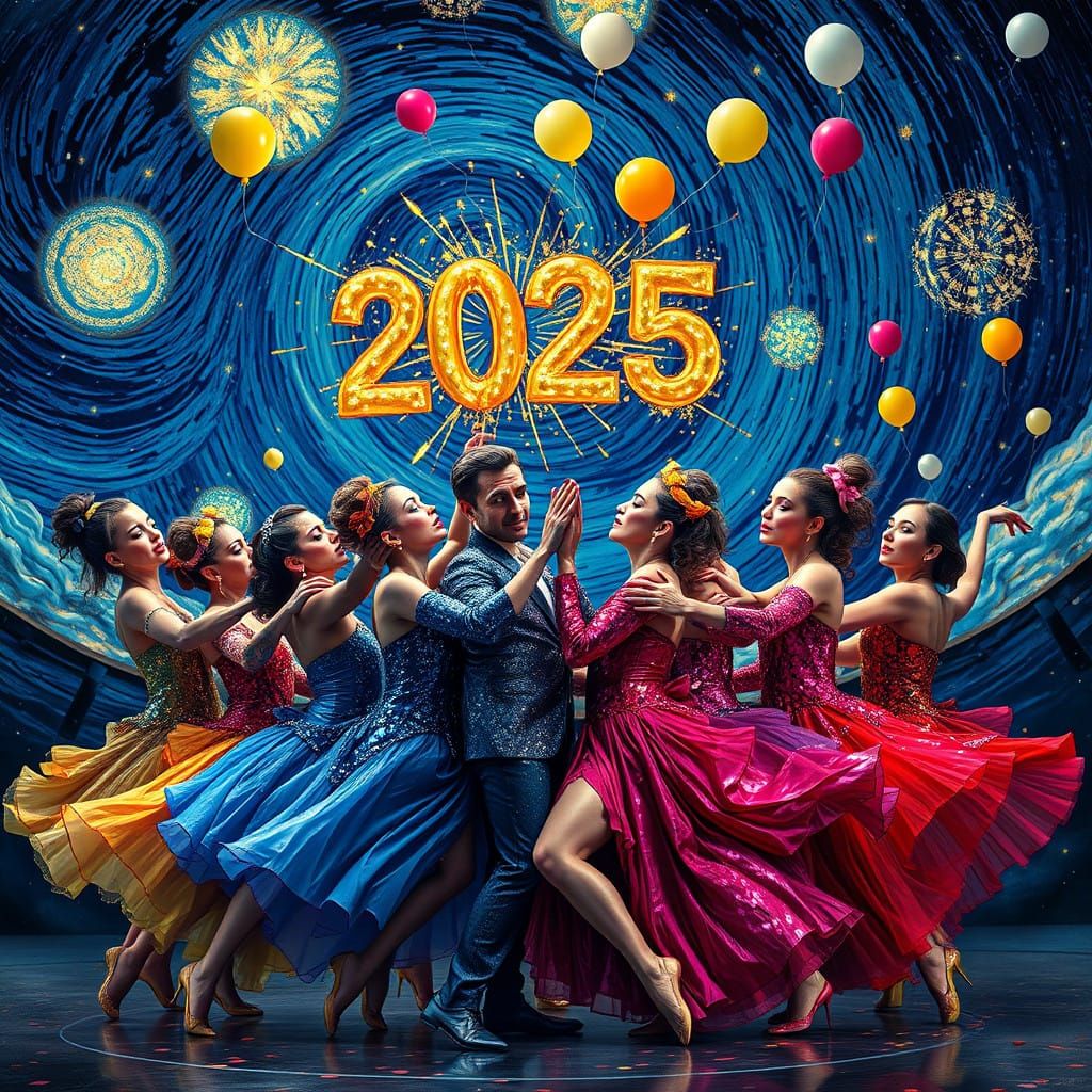 Electric Dancers Unite in Cosmic Countdown