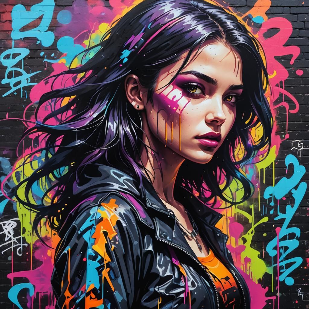 Shadow Hunter Graffiti Art with Polychromatic Colors