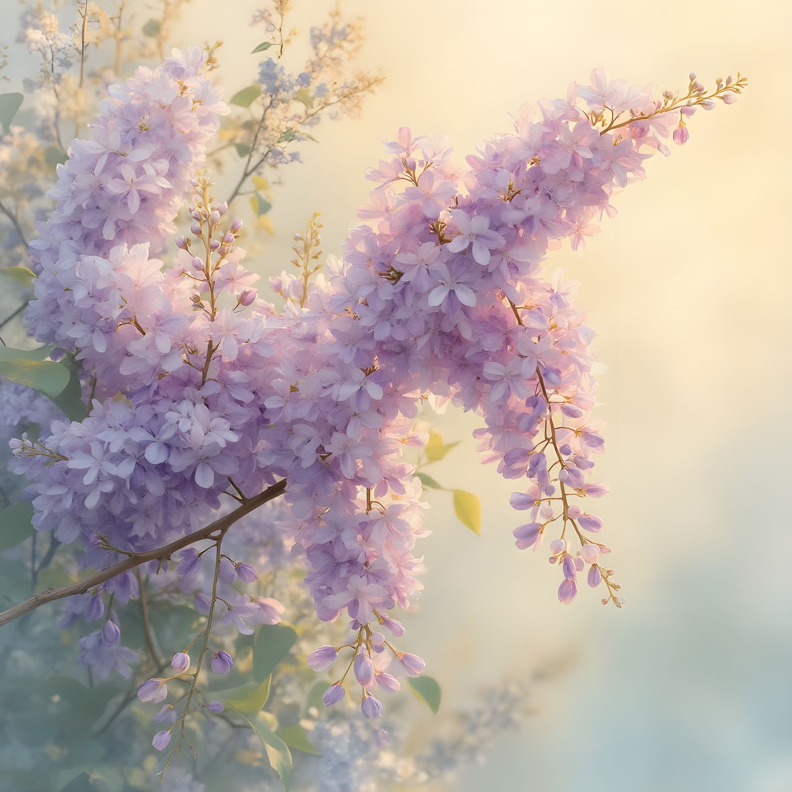 Lilacs in Soft Purple Hues with Gentle Greenery
