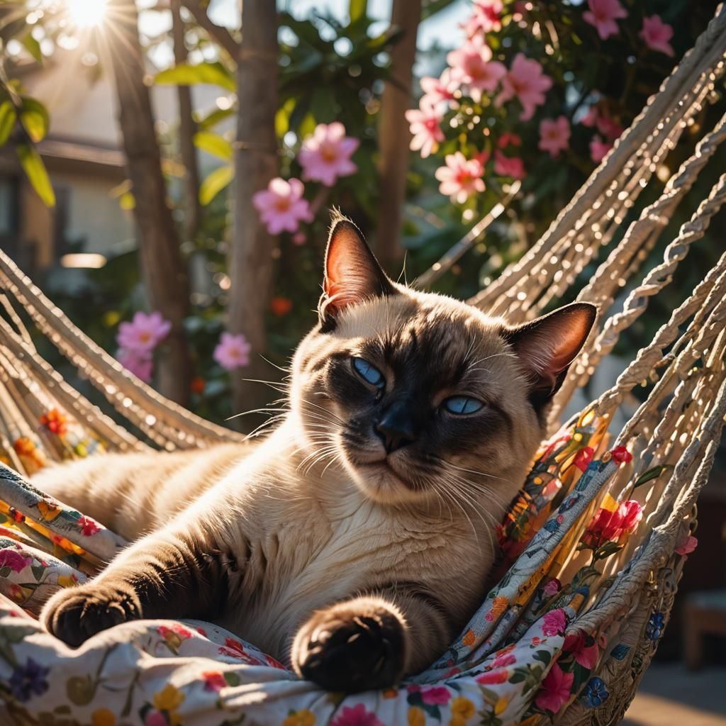 Macro Shot of Siamese Cat Sleeping in Sunrise