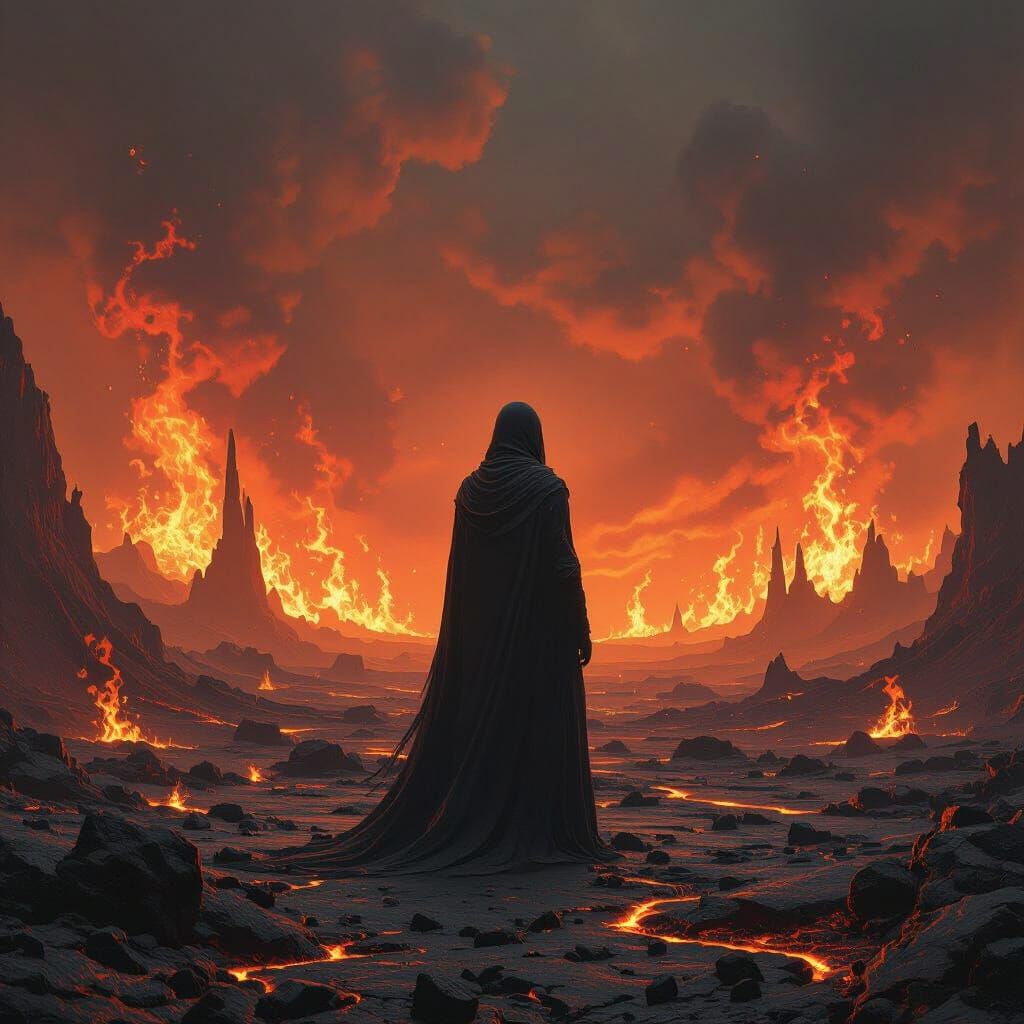 Hellscape with Fiery Flames and Molten Lava