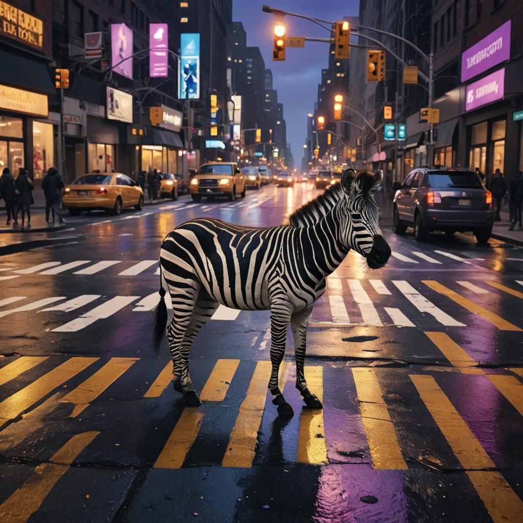 Zebra Crosswalk in New York: Digital Art