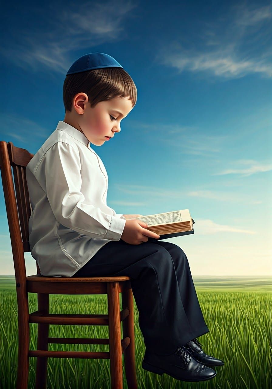 Orthodox Boy Reading Book in Pixar-Inspired 3D Style