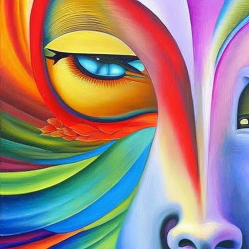 Surreal Face of Inner Struggle Fantasy Painting
