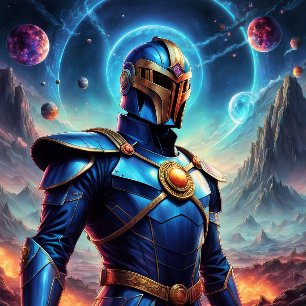 Cyberpunk Figure of Authority in Cosmic Aura