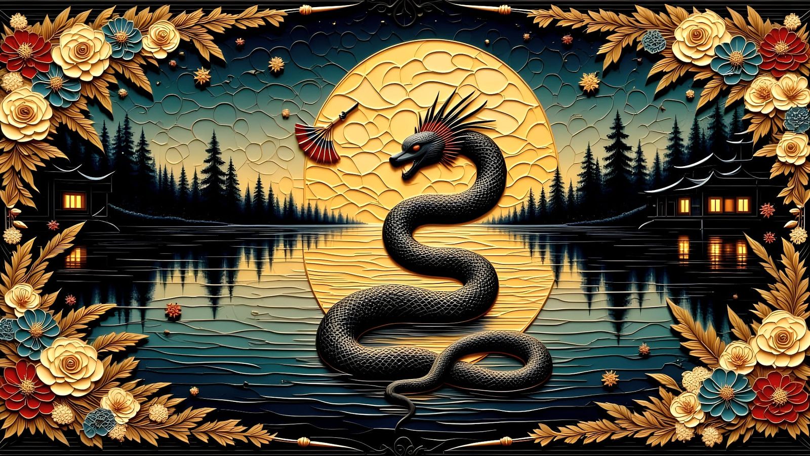 Surreal Serpent Kimono Double Exposure in Abstract Style