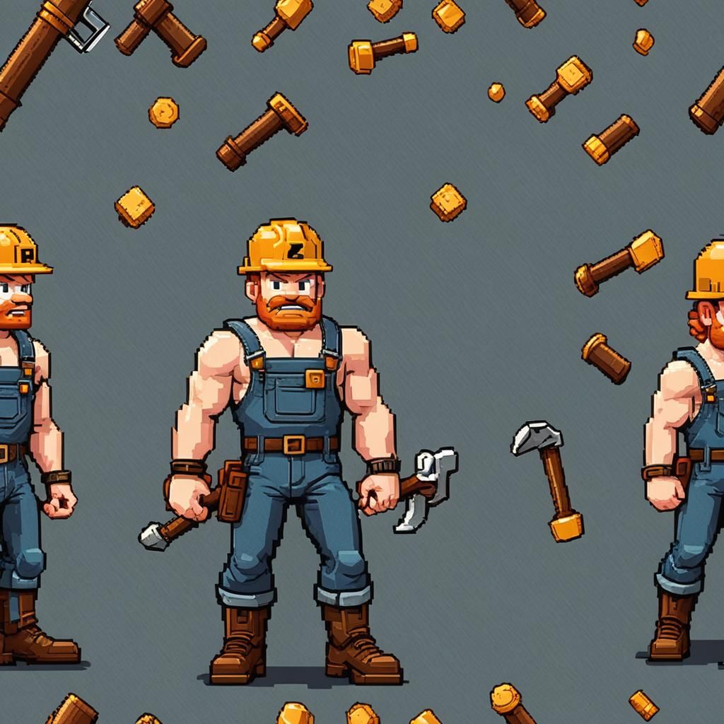 8-Bit Construction Worker: Retro Pixel Art