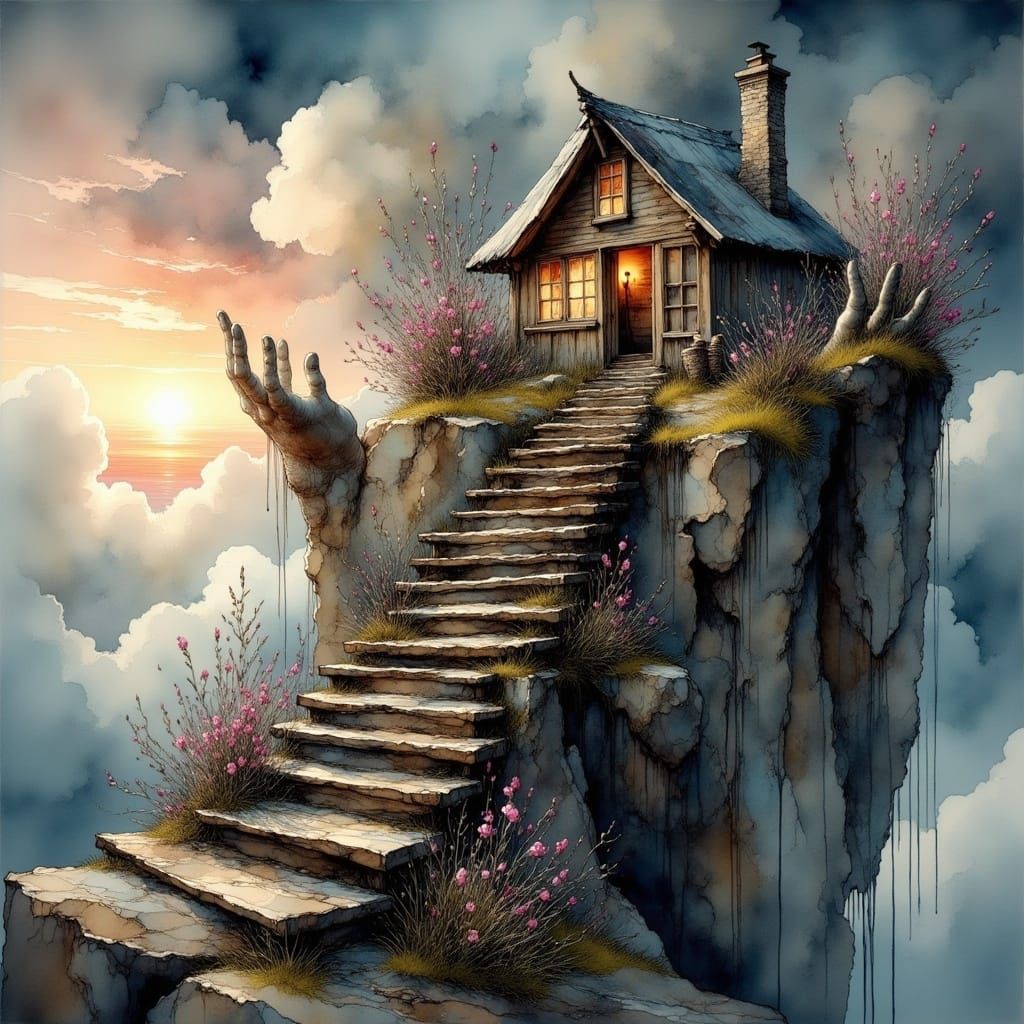 Surreal Staircase Ascends From Earth to Sky