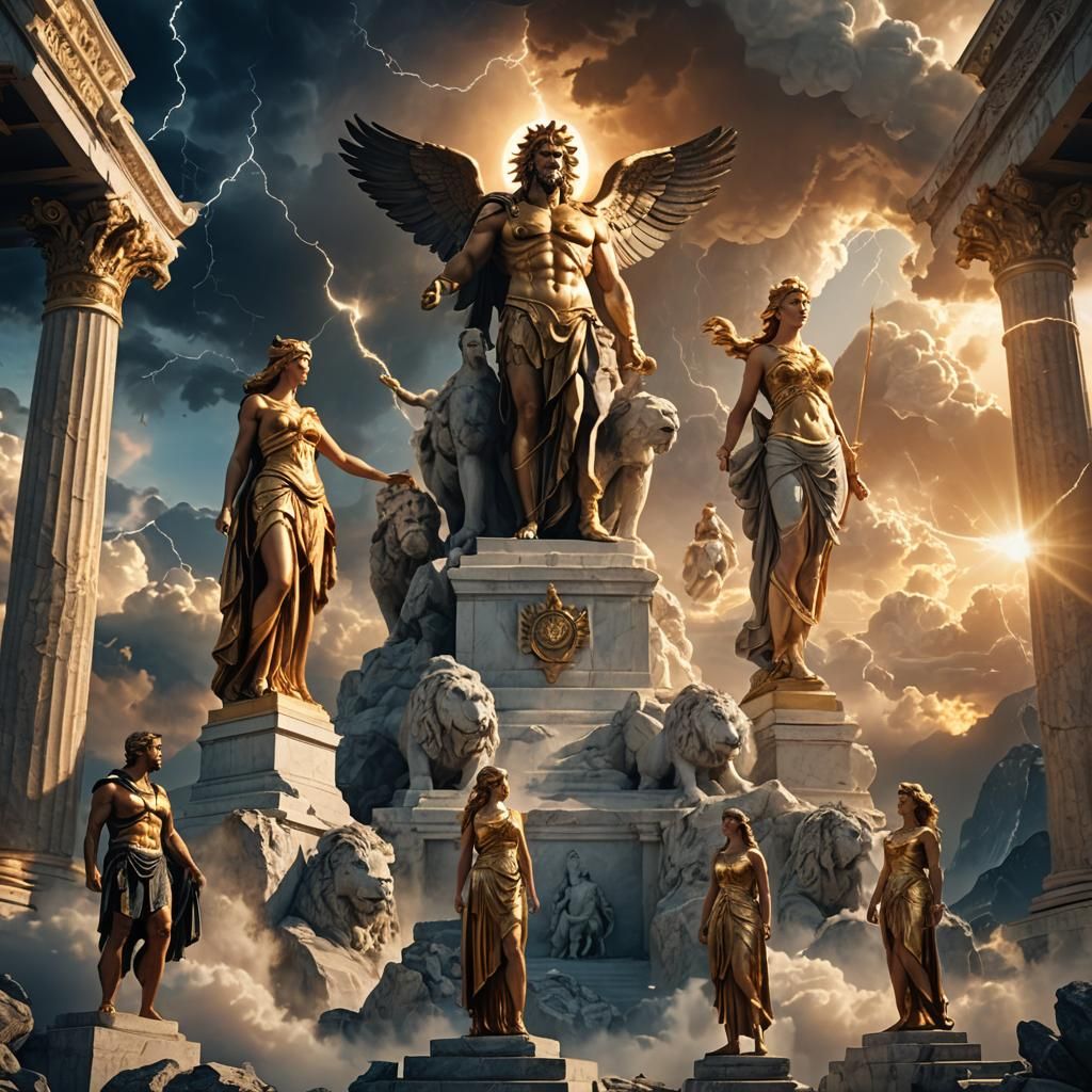 Mount Olympus: Zeus, Hera, Athena, and Apollo