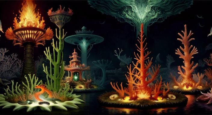 Vibrant Hellscape Teeming with Life in Bosch Style