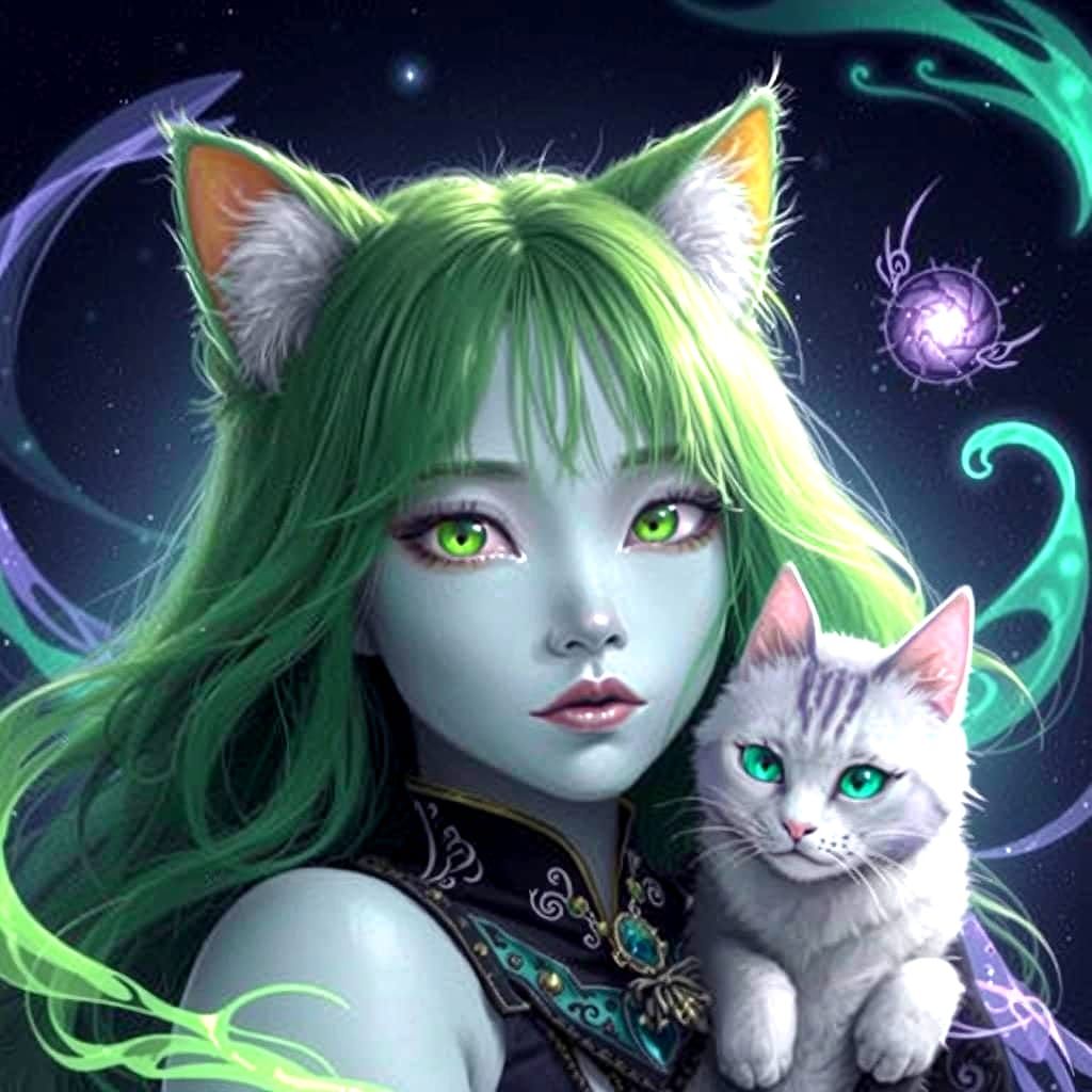 Cat-Girl holding Naughty Mr Tiddles