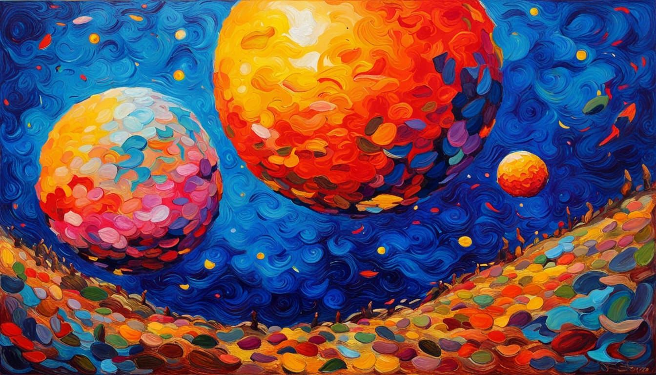 Person on the Moon: Expressionist Oil Painting