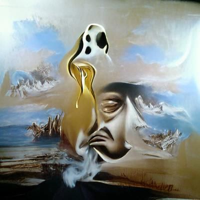 Surreal Ghostface Melts on Canvas: A Dali-esque Vision