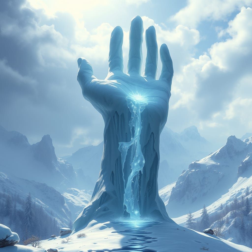 Crystal Giant's Gift: Snowbound Streams in Fantasy Landscape