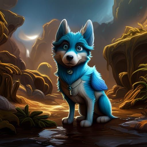 Detailed Matte Painting of Bluey Dog in 8K