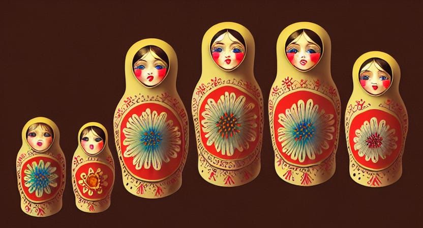 Surreal Horror: Hyperrealistic Matryoshka Doll Painting