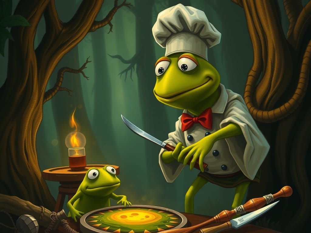 Kermit Chef in Grimdark Fantasy Forest