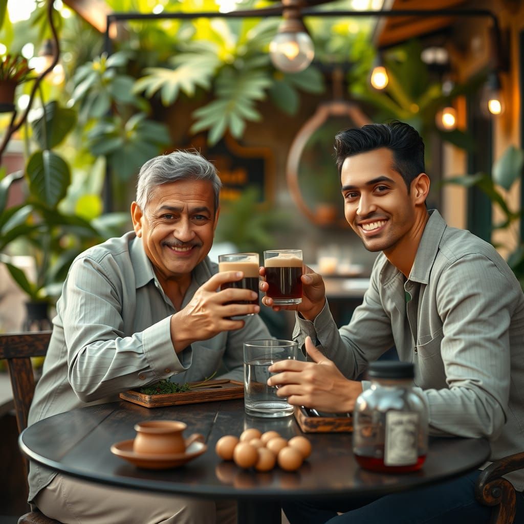 Venezuelan Cousins Reunite in Charming Cafe Setting