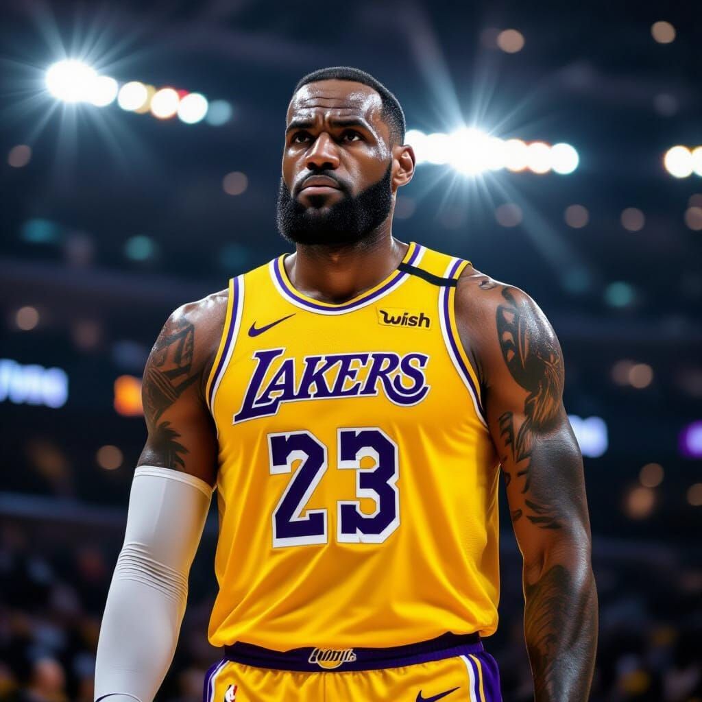 LeBron James Hyperrealistic Portrait in Lakers Uniform