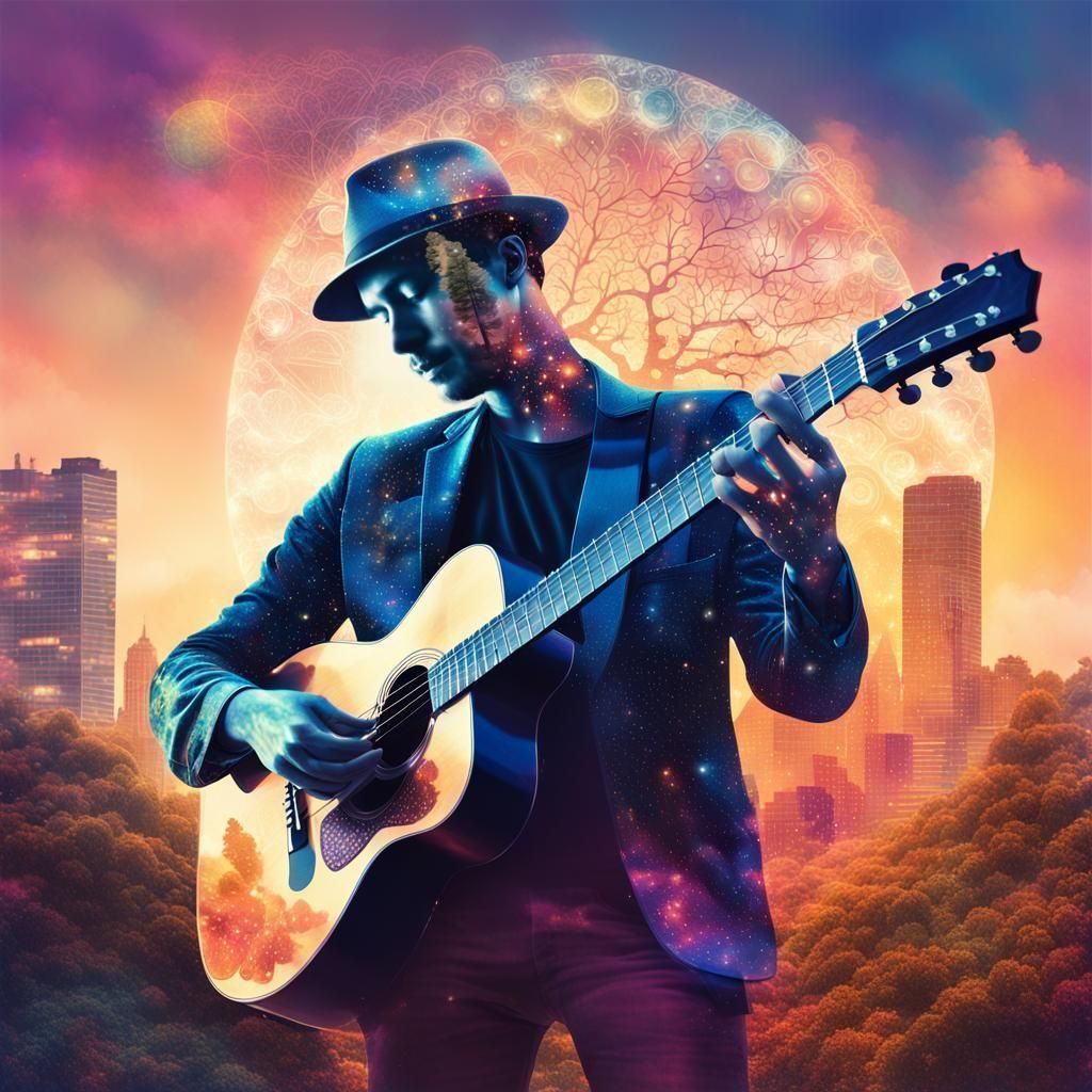 Bioluminescent Double Exposure: Cities and Nature