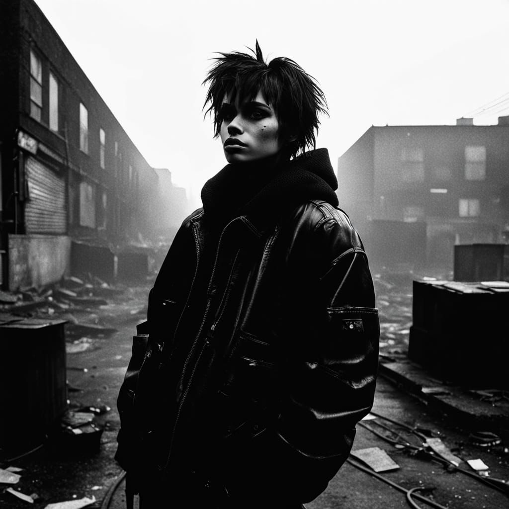 Cybergoth Fashion in Gritty Urban Alleyway