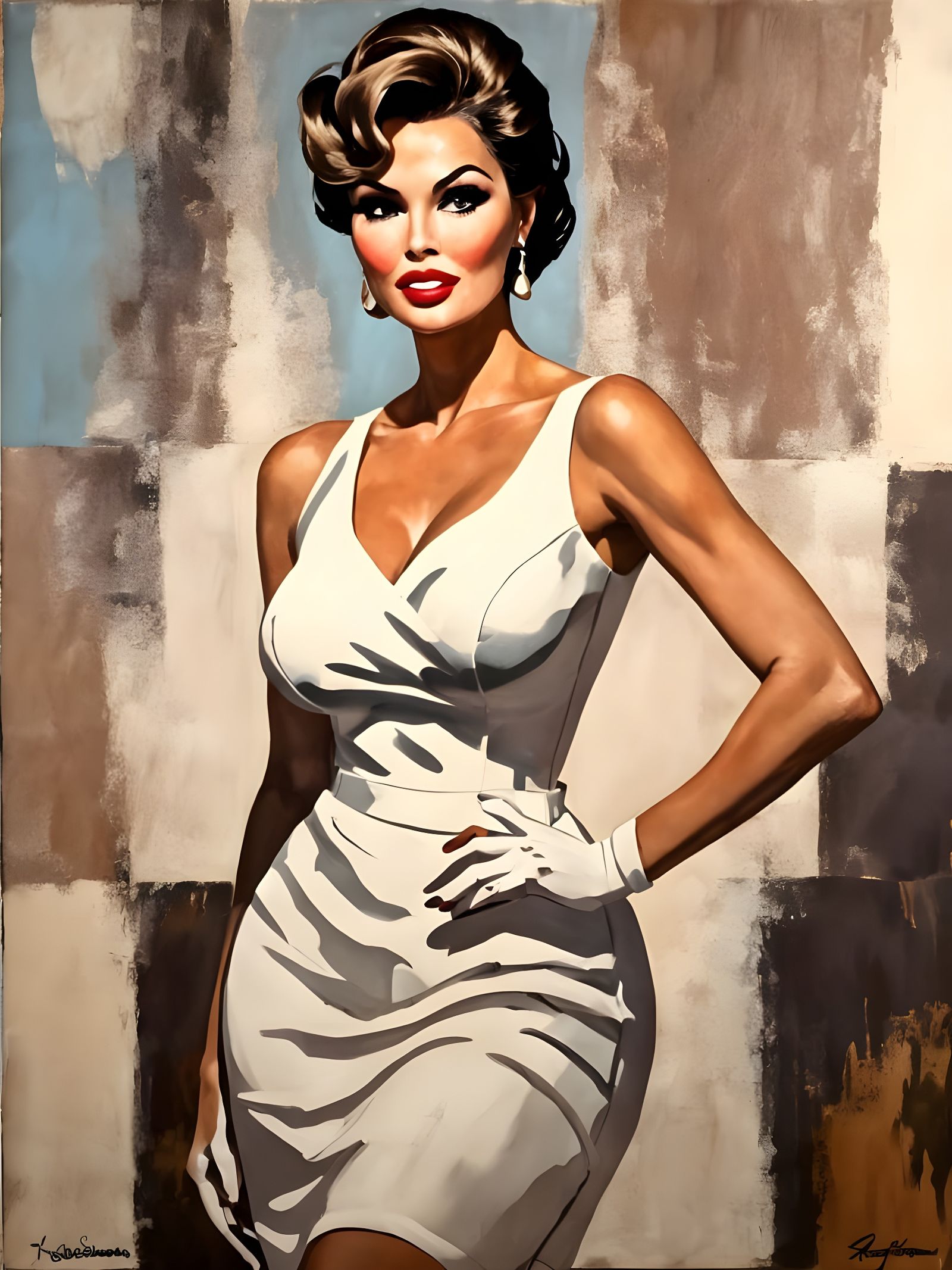 Raquel Welch in Impasto Brutalist Expressionism