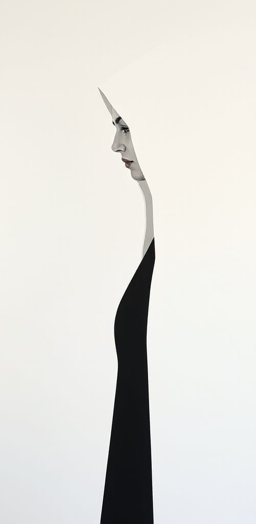 Duality: Women in Contrasting Cloaks, Minimalist Composition