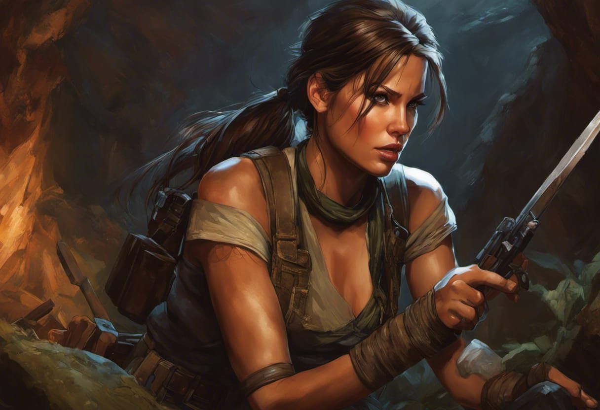 Lara Croft Illustration in Heavy Metal Style