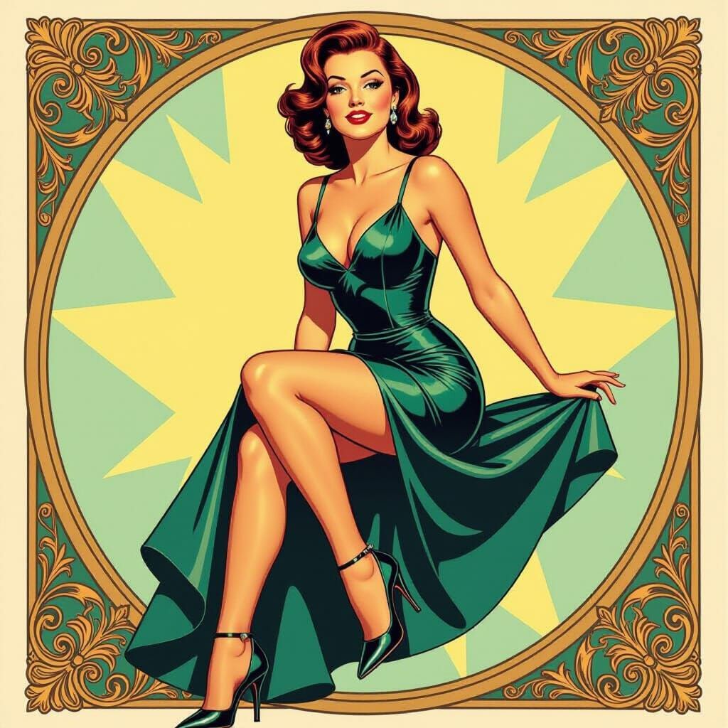 Classic Pin-Up Girl in Vibrant Style