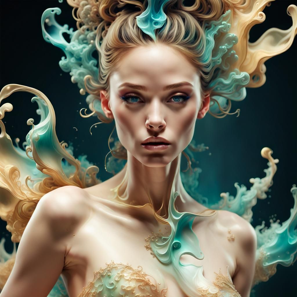 Dreamy Dancer in Fluid Fractal Light