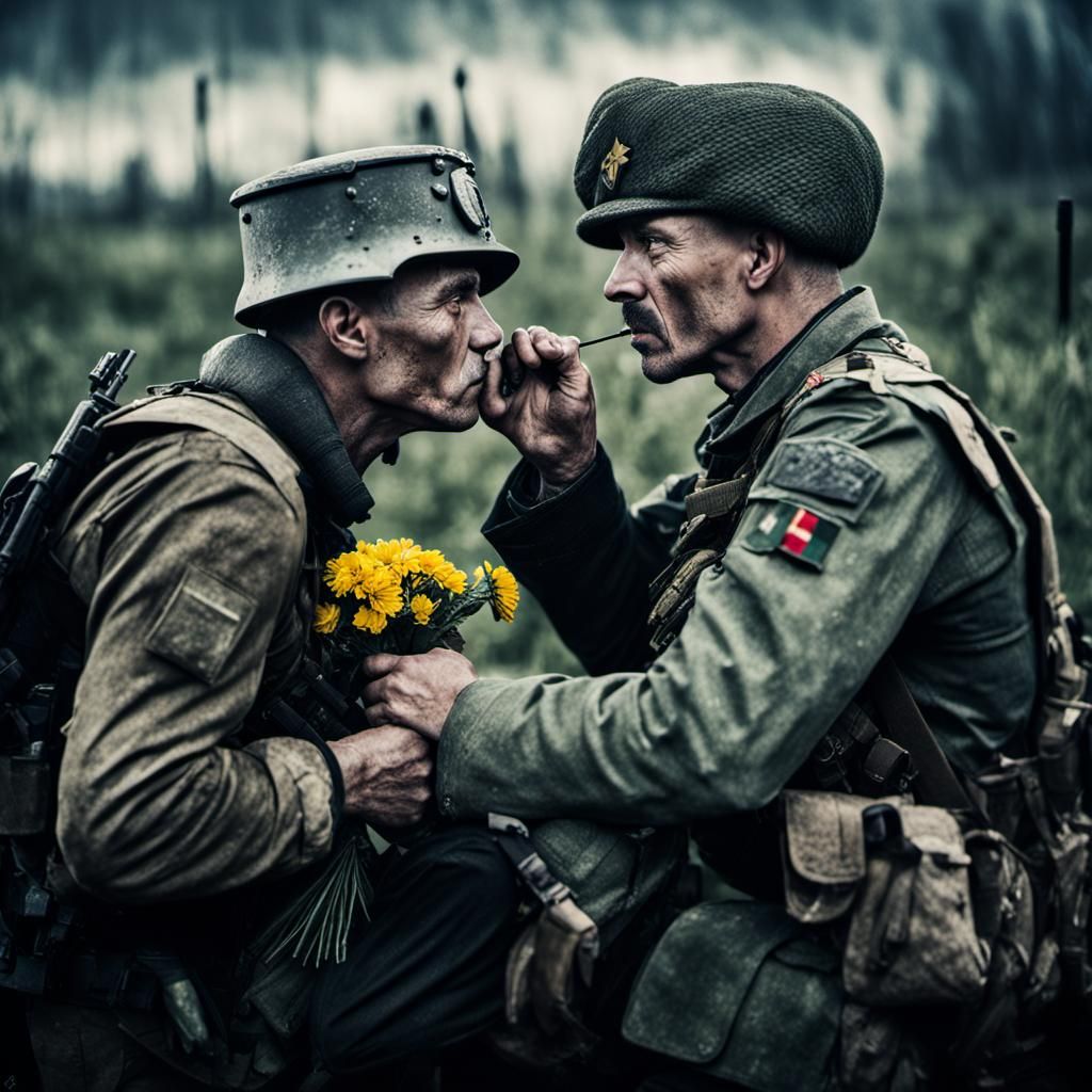 Soldiers' Kiss: A Portrait of Unity in War
