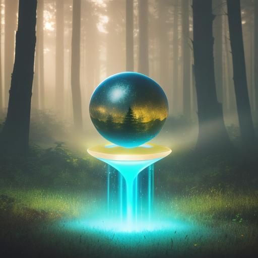 Glowing UFO in Forest: Cinematic Film Still