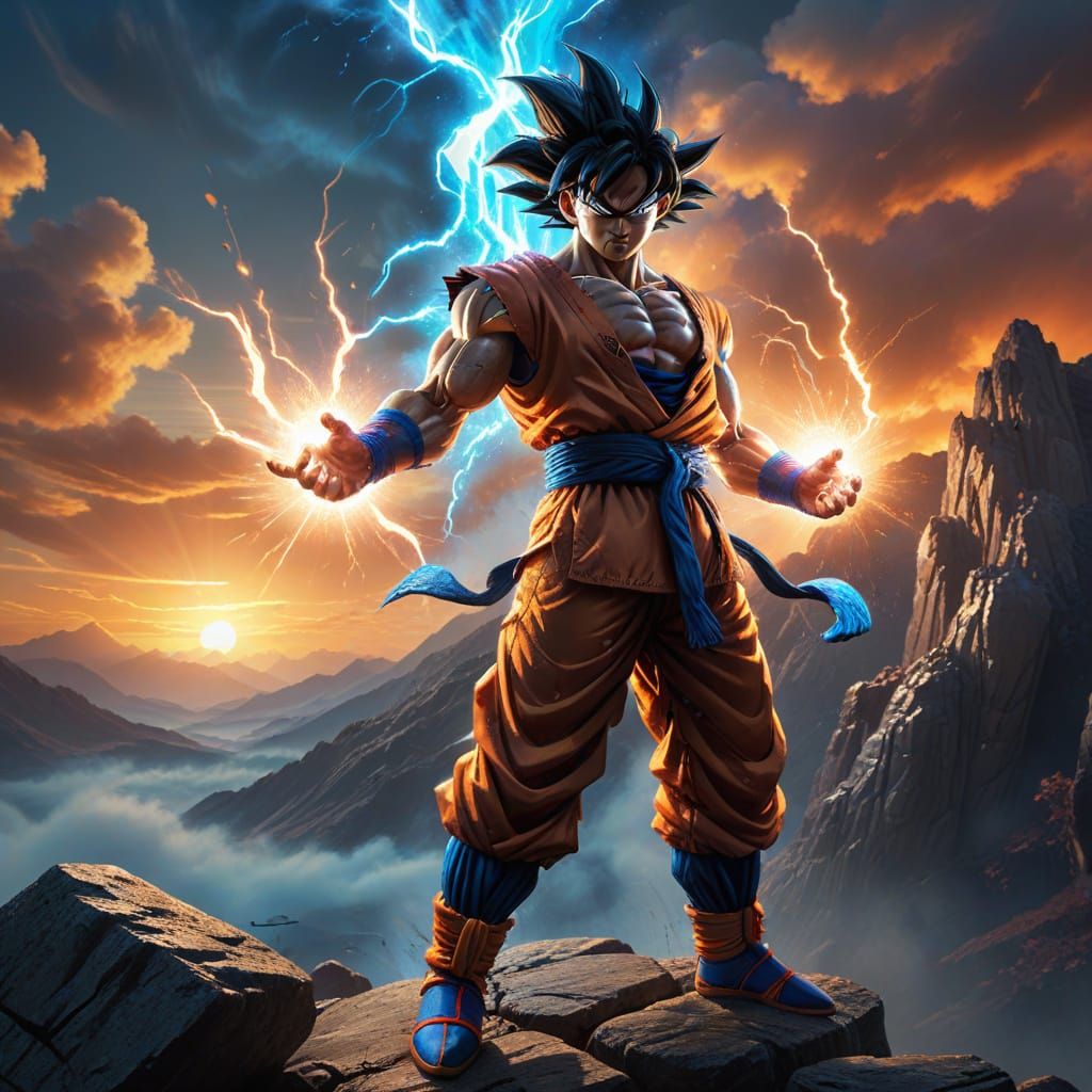 Goku Anime Illustration with Kamehameha Aura