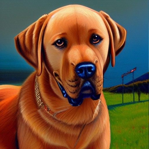 Labrador in Giants Hat: Oil Painting Portrait