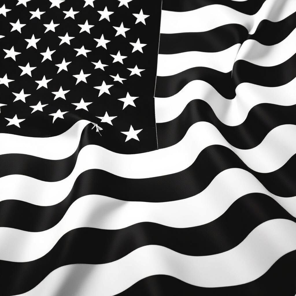 Sculptural American Flag in High Contrast Black and White