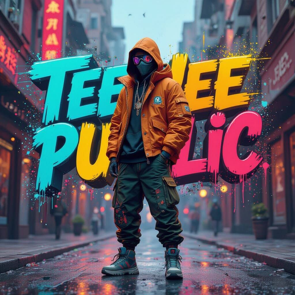 Vibrant Streetwear Design with Bold Typography in 8k