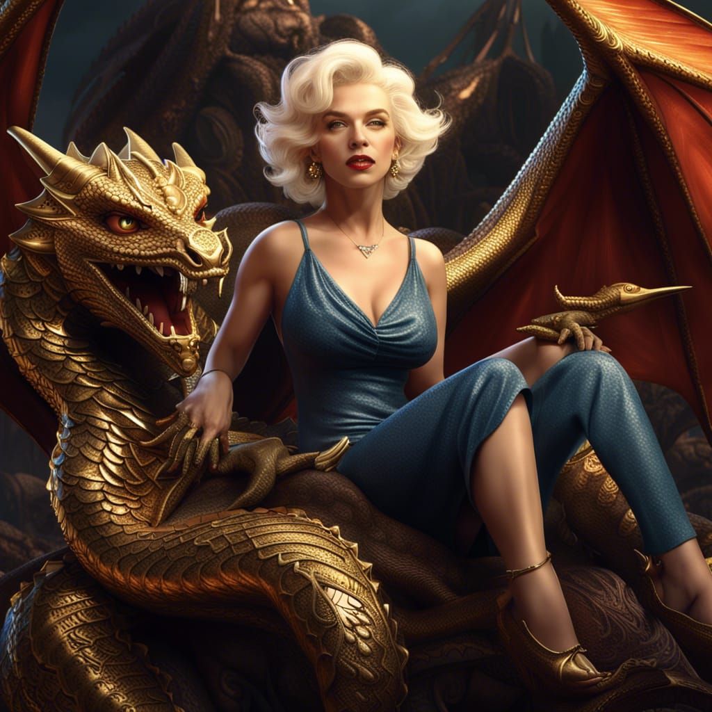 Marilyn on Dragon's Treasure, Digital Matte Painting
